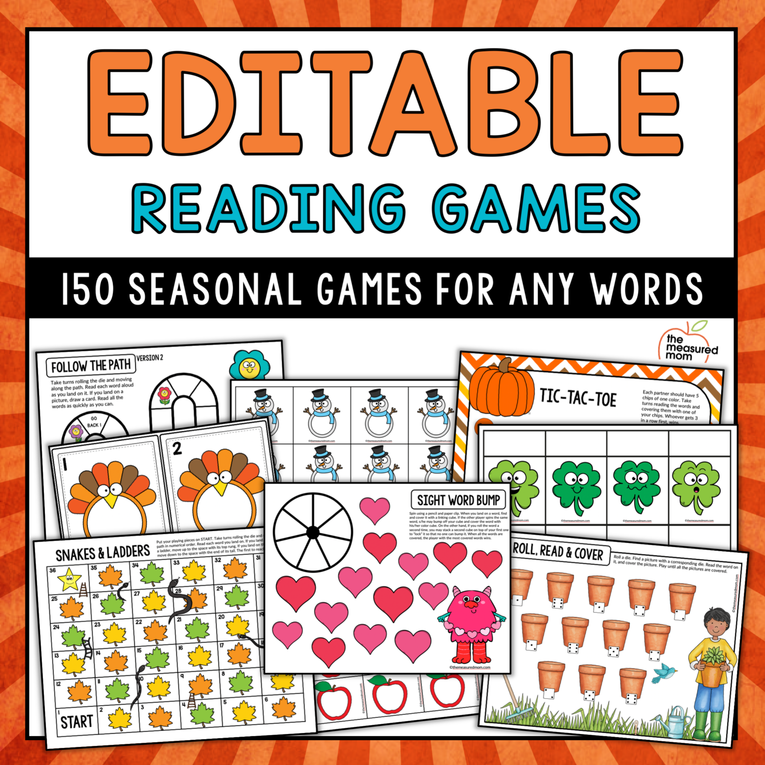 Editable Reading Games For Every Season MEGA PACK The Measured Mom