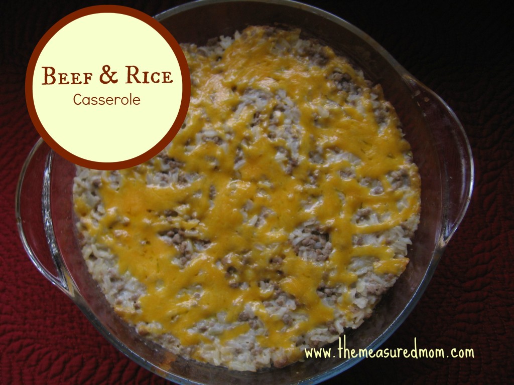 Here's a simple meatless main dish - beef and rice casserole. It's a family favorite!