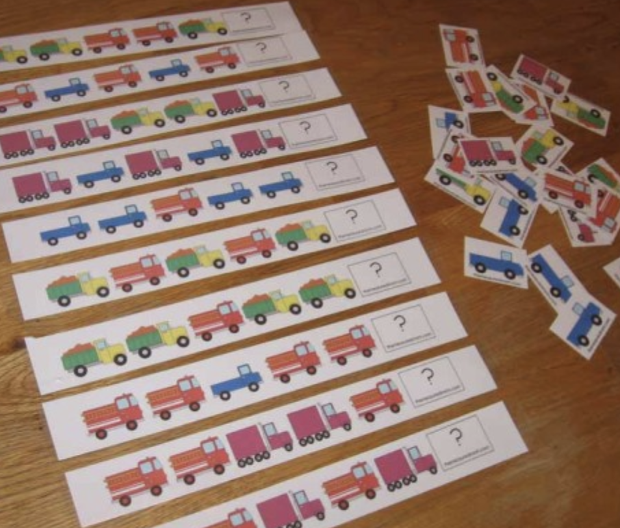 Button Pattern Match  21 Activity Strip Cards Laminated Cards 