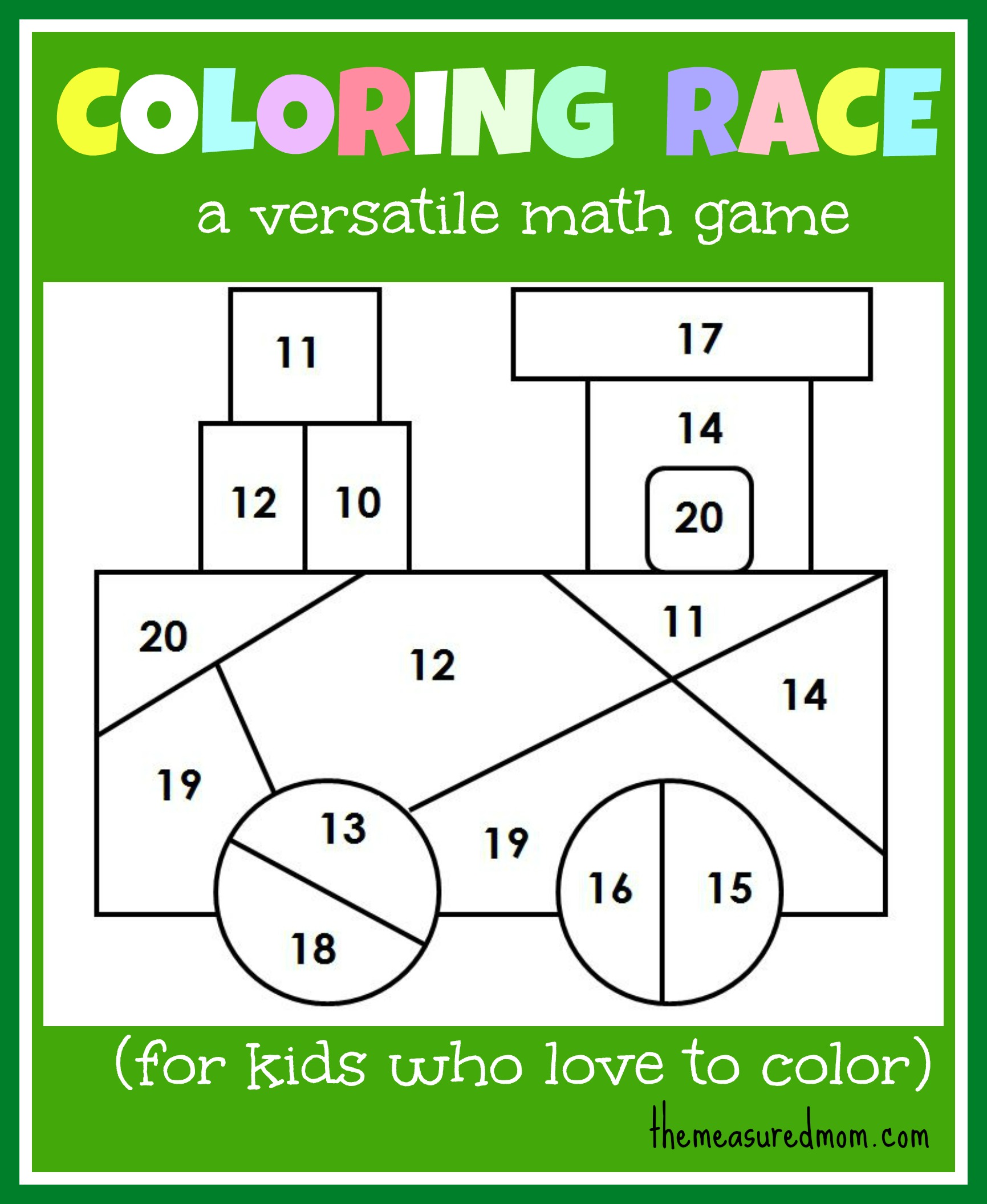 Math Game For Kids Coloring Race Combines Math And Coloring The Measured Mom