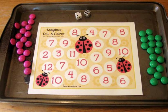 ladybug roll and cover addition game