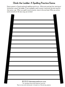 Climb the Ladder: A printable spelling game for any word list The