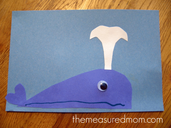 letter W cut and paste whale craft