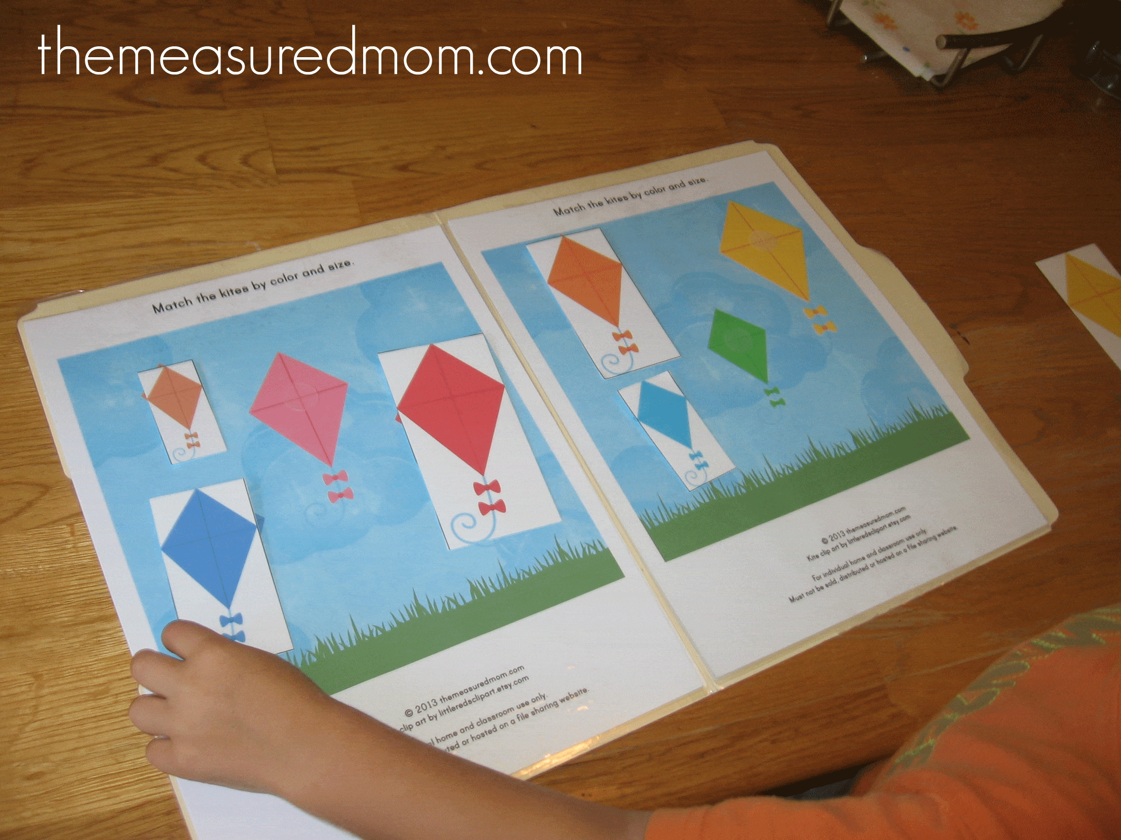 Free File Folder Game For Preschoolers Kites The Measured Mom