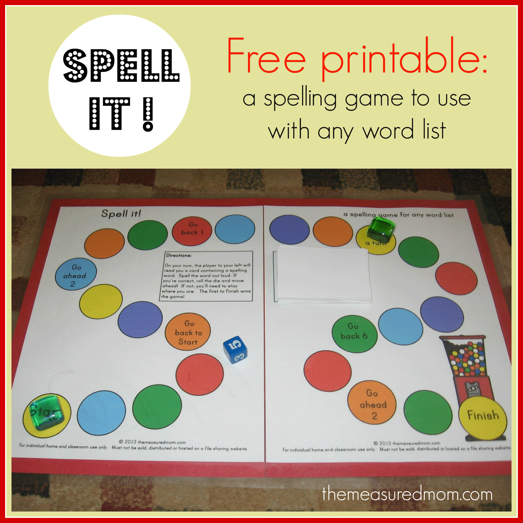 Spell It A Printable Spelling Game For Any Word List K 3 The Measured Mom