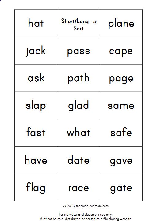 Word Study Lesson: Spelling short and long a words (a-consonant-e ...