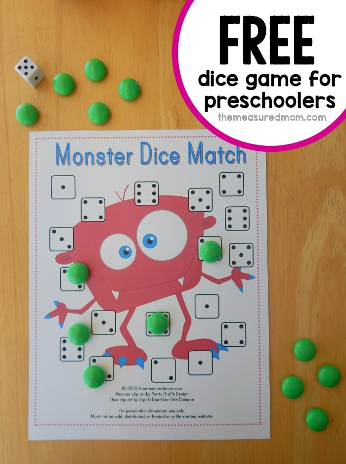 Monster Dice Match The Measured Mom