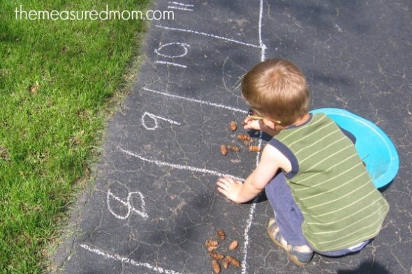 Looking for some outdoor math ideas? Here you'll find a variety of activities for kids in preschool, kindergarten, and first grade.