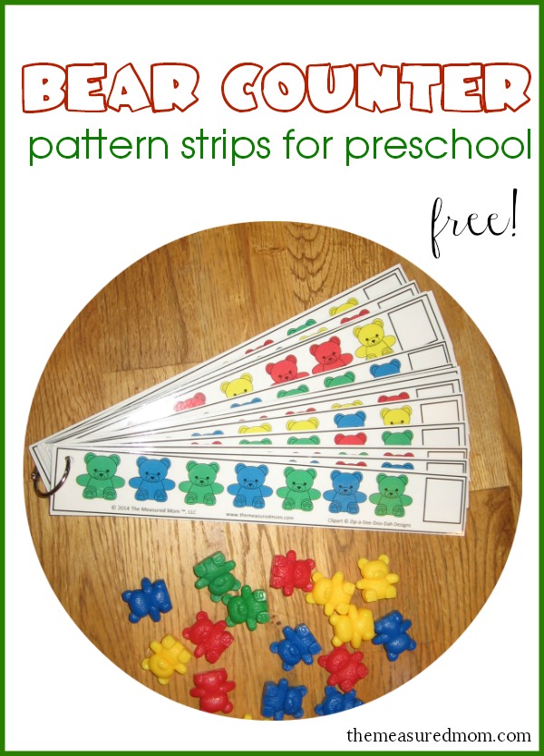Free Bear Counter Pattern Strips for Preschoolers - The Measured Mom