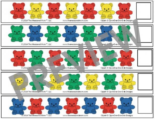 40 cards set laminated Homeschoolers Bear Counters Pattern Card 