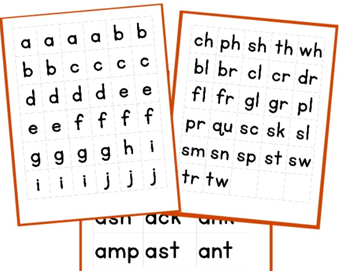 Phoneme Subtraction Wipewriter Card Set & Movable Letter Tiles LAMINATED 