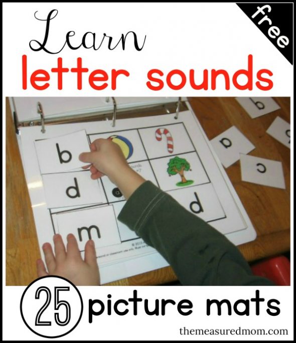 Need a beginning sounds activity? Teach letter sounds with these 25 FREE picture mats. Each mat adds a new letter. 