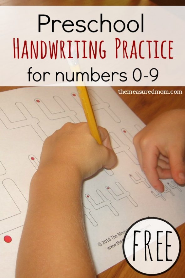 Print these free numbers handwriting pages to help your preschooler or kindergartner learn to write numbers. Get three levels of pages!