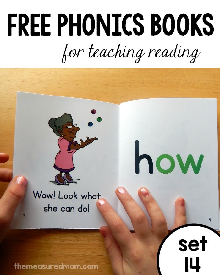 Free Phonics Books for Teaching Reading text with image of a phonics book held open