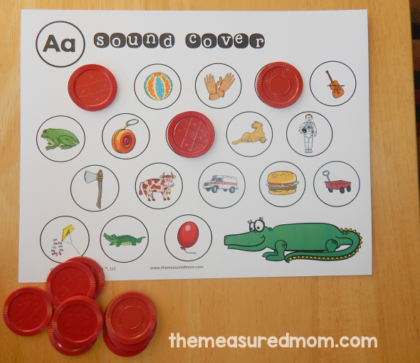 I love these letter sounds activities because they're not your typical worksheet. Print one for each letter, and help your child cover the pictures that start with that letter's sound. Great for pre-readers! 