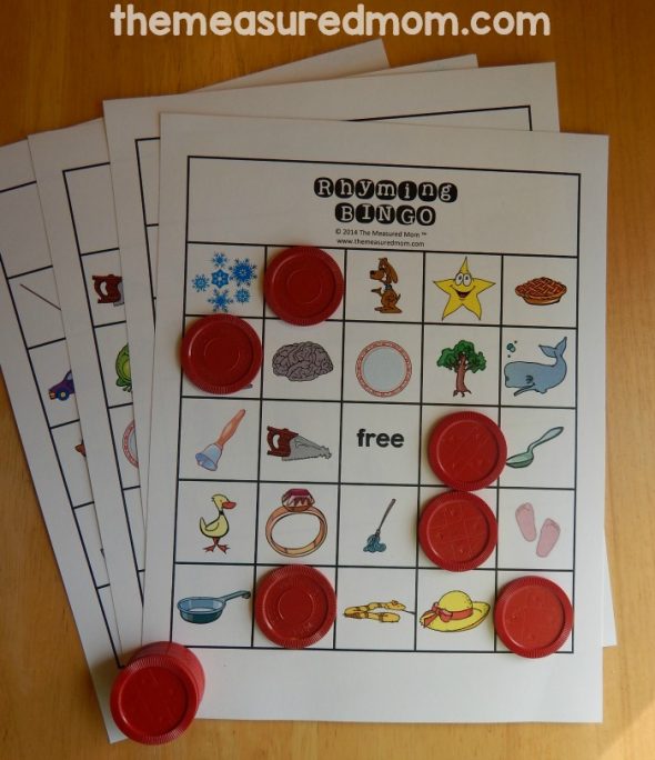 Looking for a fun rhyming game for kindergarten? Try Rhyming Bingo! 26 FREE boards! 