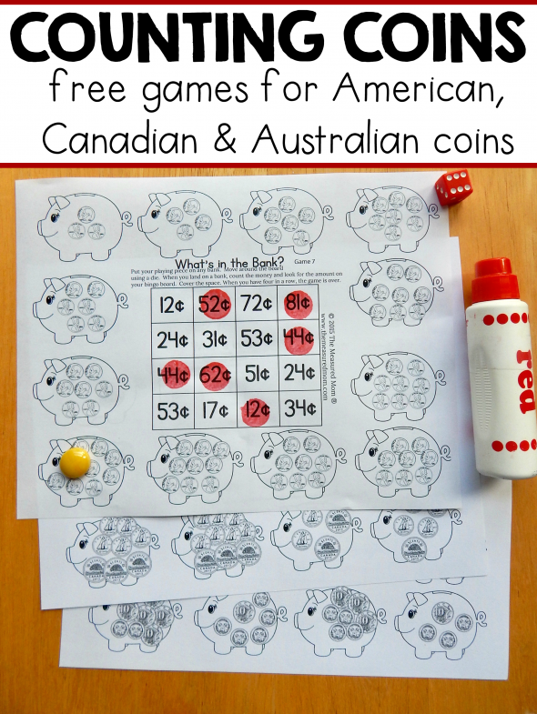 Get a pack of 12 free money games for K-2! These no-prep games are perfect for kids learning to count coins. Just print and play!