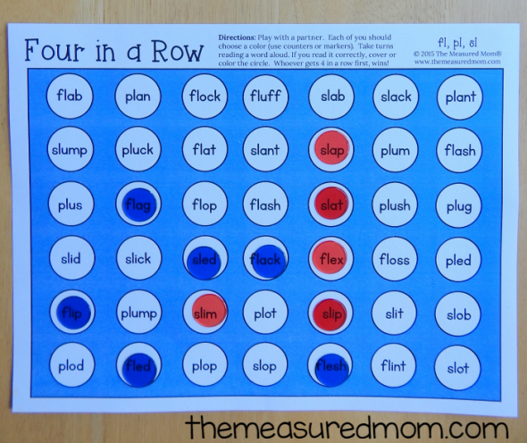 Transcend Absay Øde Four-in-a-row games for beginning blends - The Measured Mom