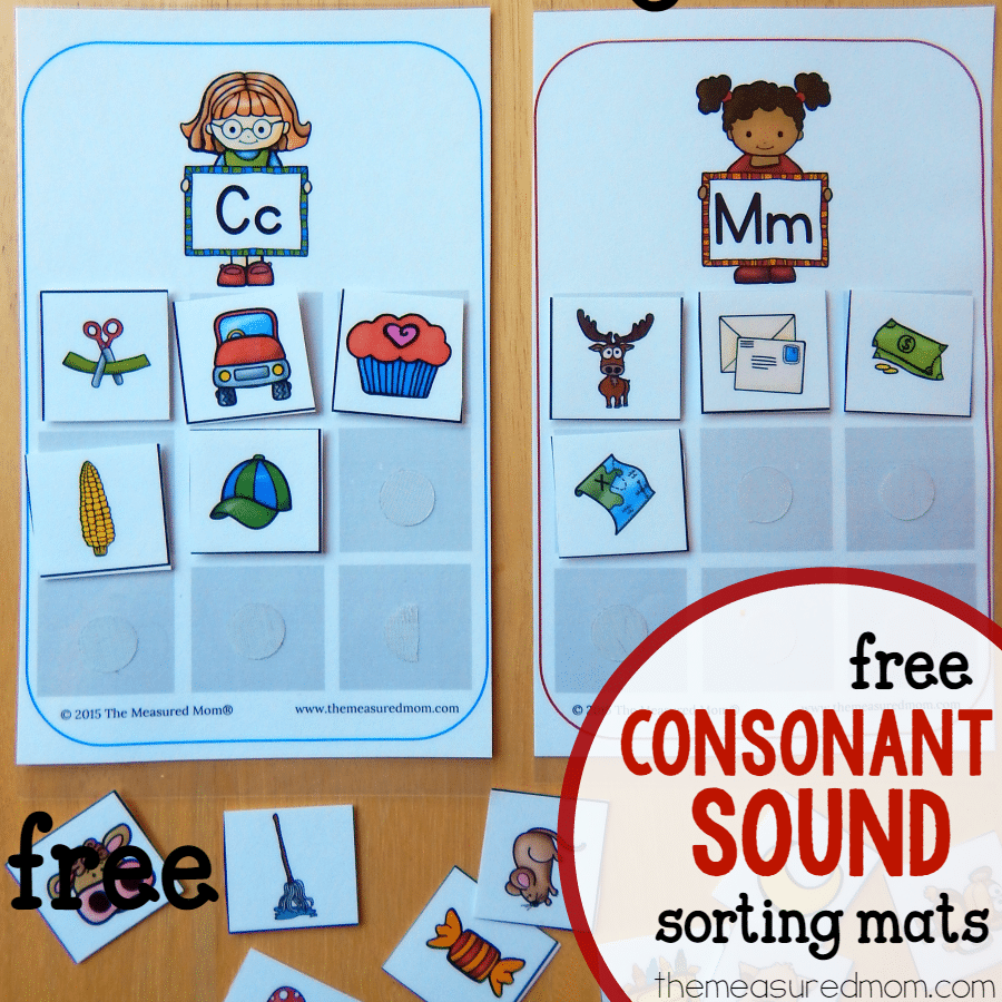 Consonant sounds sorting mats - The Measured Mom
