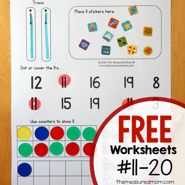 Free worksheets for numbers 11-20 - The Measured Mom