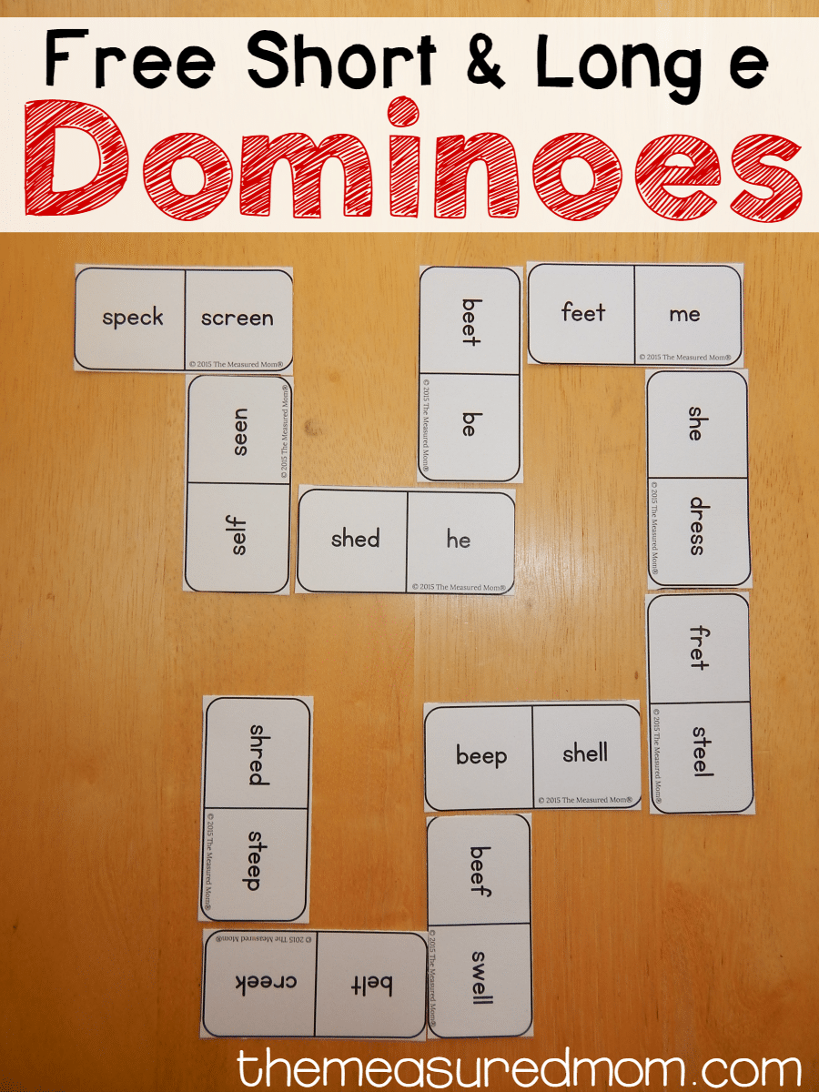 Free short & long e dominoes - The Measured Mom