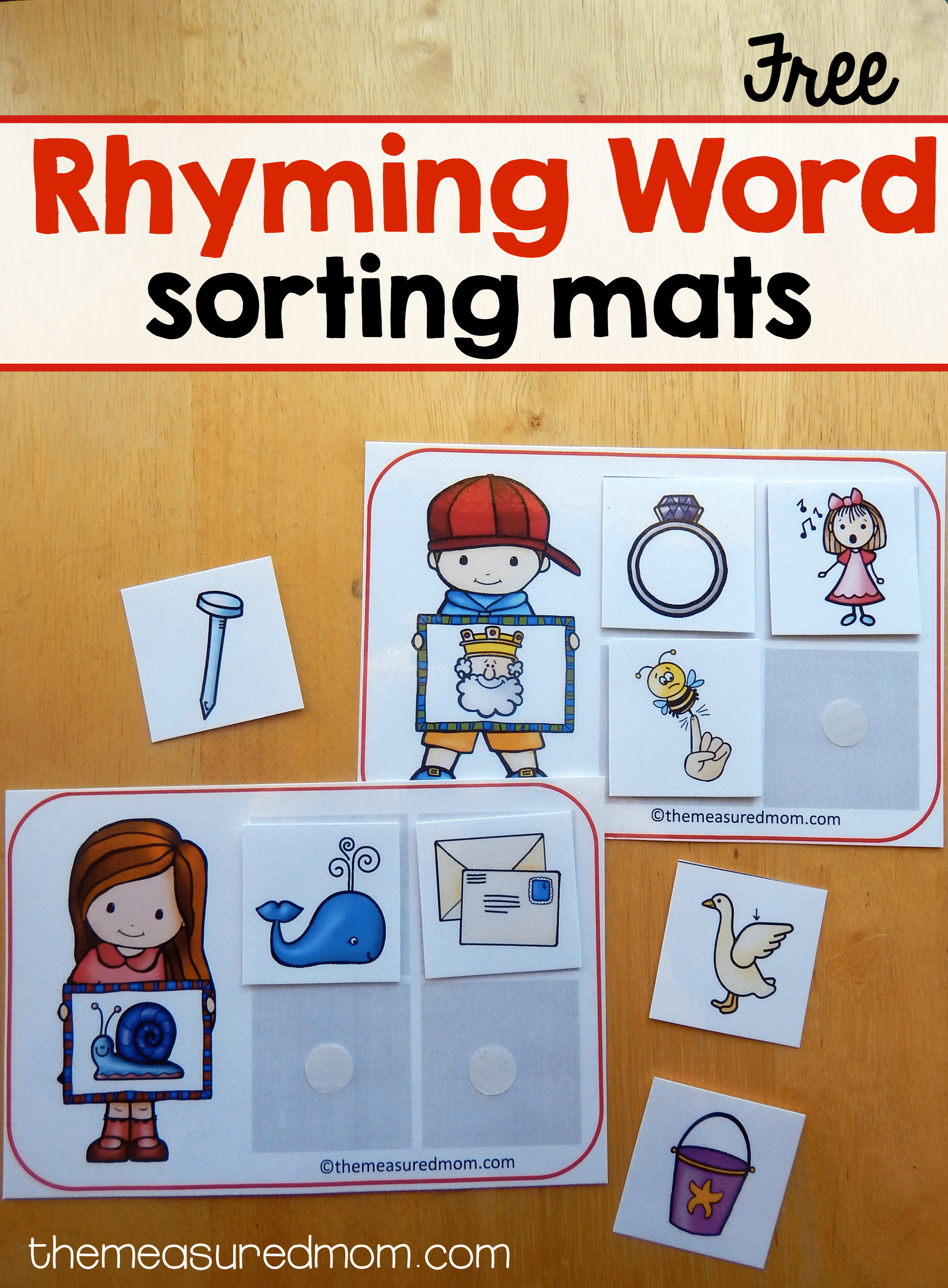 14 Free sorting mats for rhyming words - The Measured Mom