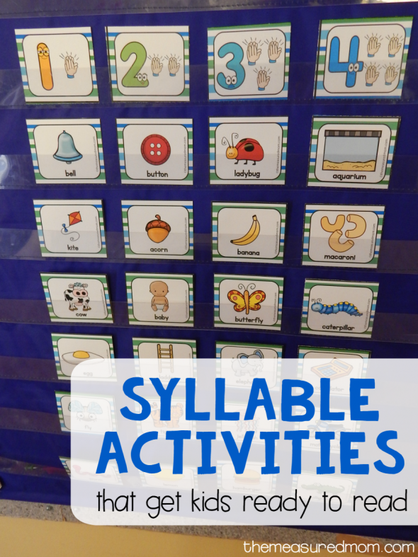 My preschooler had so much fun with these free syllable sorting cards. The other syllable activities are great too - especially the jumping one!