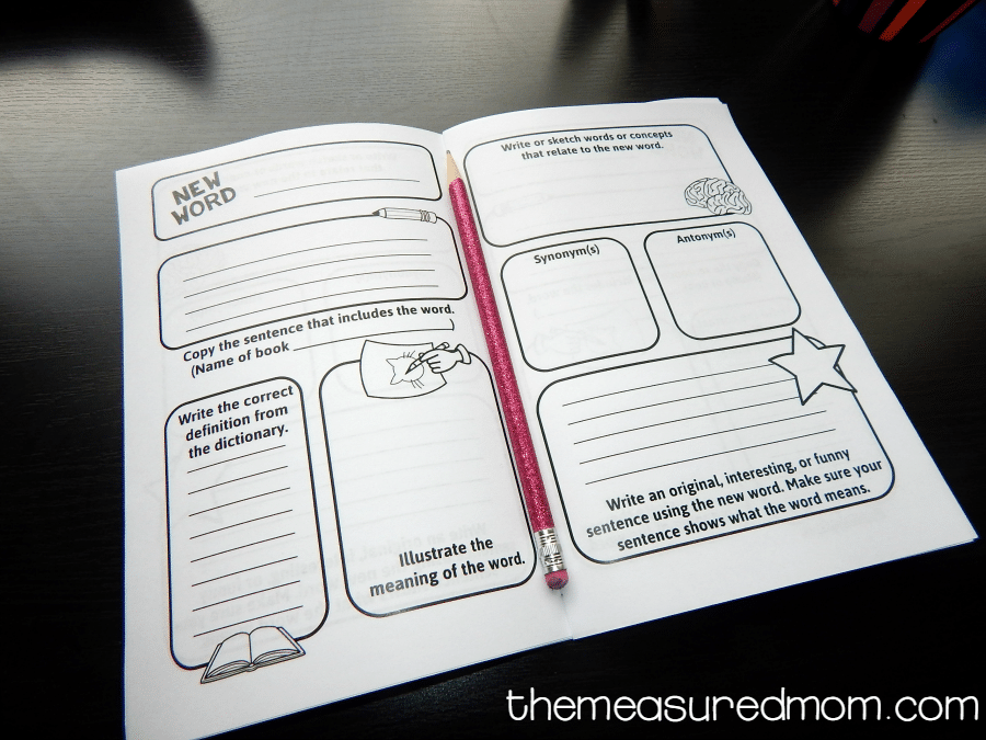 Vocabulary journal The Measured Mom