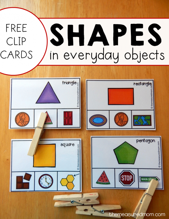 shapes in everyday objects clip cards