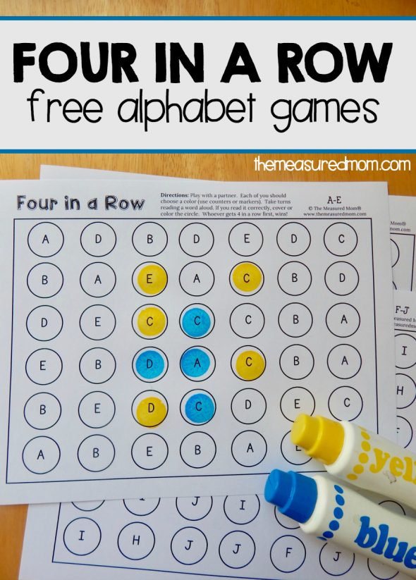 Four-in-a-row alphabet games - The Measured Mom