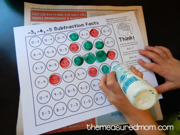 Subtraction fact strategy games The Measured Mom