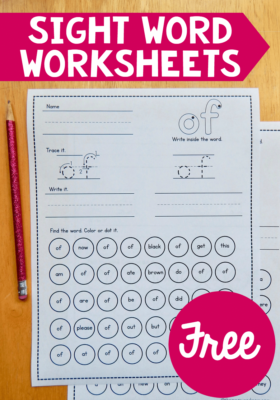 Free sight word worksheets - The Measured Mom