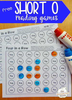 Four-in-a-row games for short o words - The Measured Mom