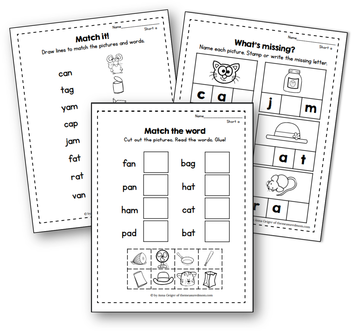 Worksheets for short a words - The Measured Mom