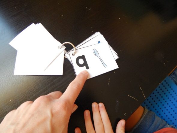 child using number cards
