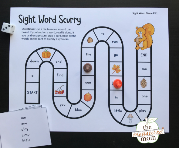 kindergarten sight word games printable