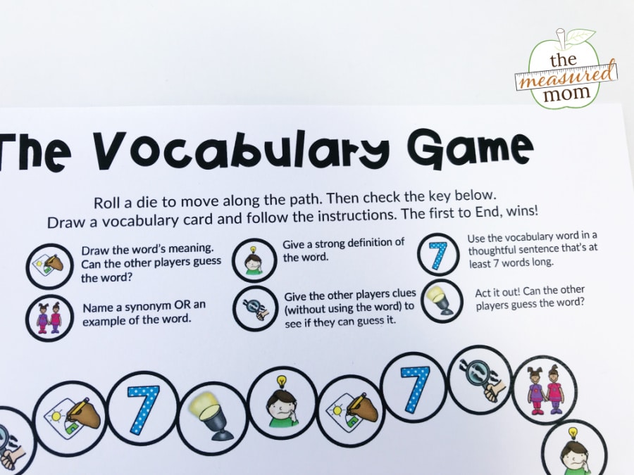 Editable Vocabulary Game The Measured Mom